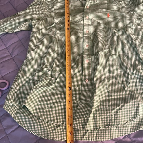 Ralph Lauren Polo Men’s green white gingham button down shirt. Men’s large - Picture 6 of 7